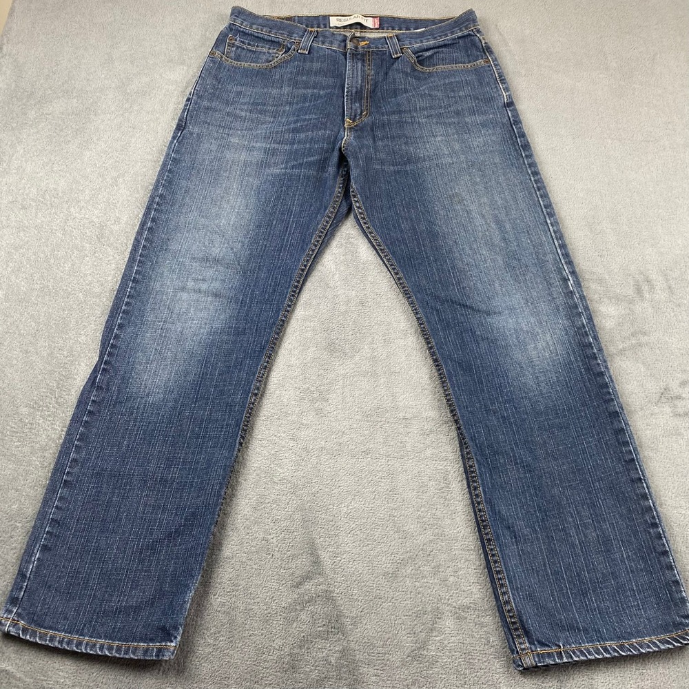 2009 Levi's Mens W34 L30 505 Regular Fit Jeans Blue Medium Wash Straight Leg